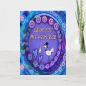 Carte Bébés géniaux mignonne Funny Purple Stork (Devant)