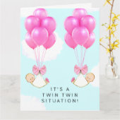 Carte Bébés Jumelles Filles (Fleur jaune)