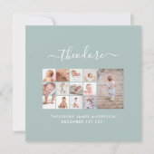 Carte Bébés première année photo collage script bleu (Devant)