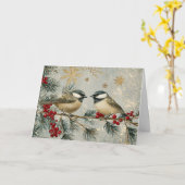 Carte Bécasseaux à Parties scintillant rouge et or avec  (Fleur jaune)