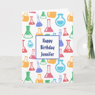 Carte Béchers et flacons Fun Science Motif Anniversaire