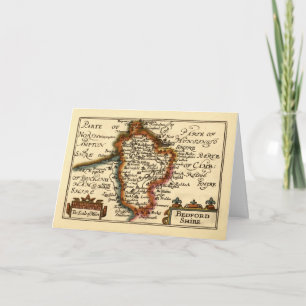 Carte Bedfordshire Comté Angleterre Ancien Antiquaire Ca