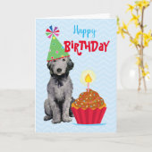 Carte Bedlington Terrier Cupcake (Fleur jaune)