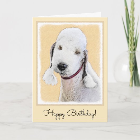 Carte Bedlington Terrier Painting - Art original du chie (Devant)