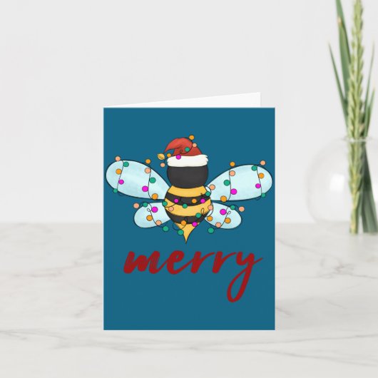 Carte Bee Merry Christmas Bee In Santa Hat Cute Merry Xm (Devant)