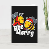 Carte Bee Merry _ Cute Honey Bees Santa Claus _ Christma (Devant)