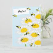Carte Bee on Flower Flat Greeting Card - Arrière - plan  (Debout devant)
