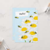 Carte Bee on Flower Flat Greeting Card - Arrière - plan  (Devant/Arrière en situation)