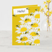 Carte Bee on Flower Greeting Card - Arrière - plan jaune (Fleur jaune)