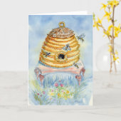Carte Bee Skep Blank Notecard (Fleur jaune)