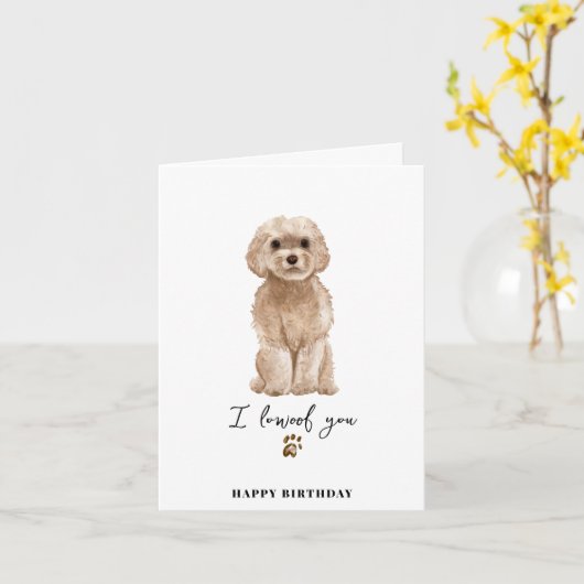 Carte Beige Cavapoo Chien maman Chiot Animaux de compagn (Fleur jaune)
