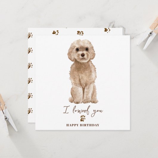 Carte Beige Cavapoo Chien maman Chiot Animaux de compagn (Devant/Arrière en situation)