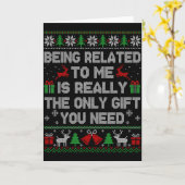 Carte Being Related To Me Funny Ugly Christmas Sweaters  (Fleur jaune)