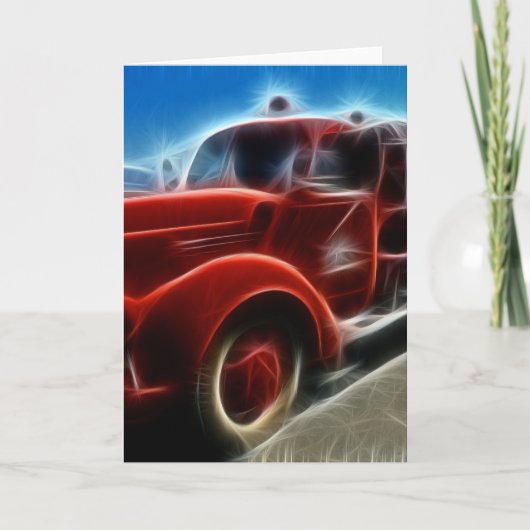Carte Bel art rouge antique brillant de camion de (Devant)