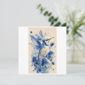 Carte bel oiseau bleu (Debout devant)