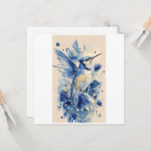 Carte bel oiseau bleu (Devant/Arrière en situation)