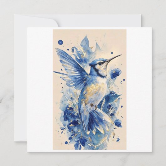 Carte bel oiseau bleu (Devant)
