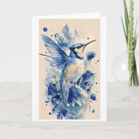 Carte bel oiseau bleu (Devant)