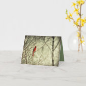 Carte Bel oiseau cardinal du nord rouge (Fleur jaune)