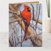 Carte Bel oiseau cardinal rouge perché sur une branche (Devant)