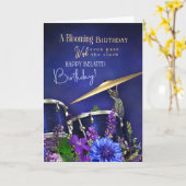 Carte Belated Birthday Card For Drummer (Fleur jaune)