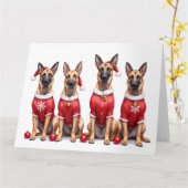 Carte Belgian Malinois Christmas Dress Santa Hat (Fleur jaune)