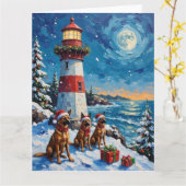 Carte Belgian Malinois Noël Phare Vacances (Fleur jaune)