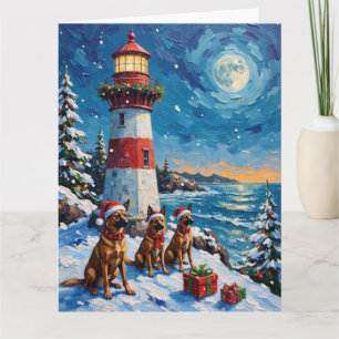 Carte Belgian Malinois Noël Phare Vacances