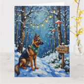 Carte Belgian Shepherd Christmas Enchanted Forest (Fleur jaune)