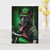 Carte Belgian Shepherd conduite vélo St. Patrick's Day (Fleur jaune)