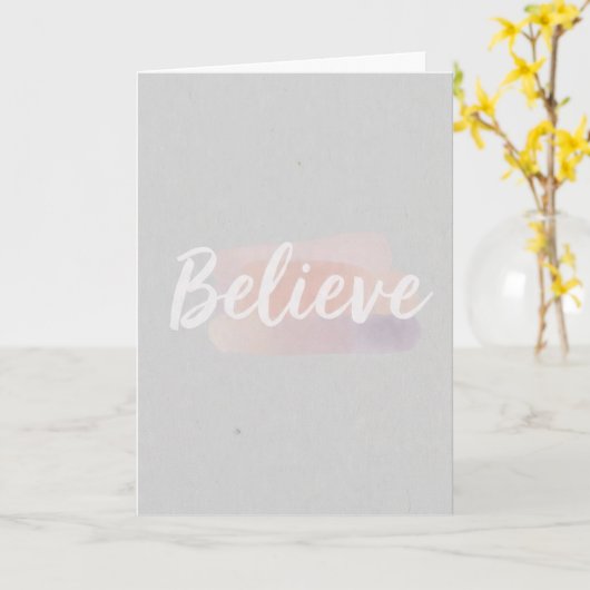 Carte Believe calligraphic text (Fleur jaune)