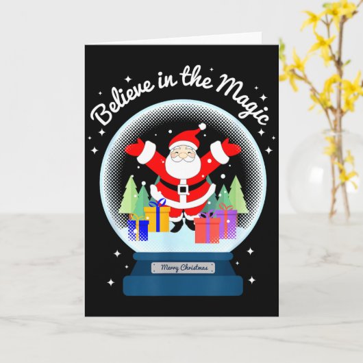 Carte Believe In The Magic Merry Christmas Santa Snow Gl (Fleur jaune)