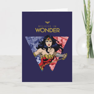 Carte "Believe In Wonder" Wonder Woman Lasso Comic Logo