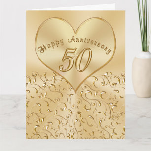 Carte Belle 50ème anniversaire Mariage Cartes, 3 tailles