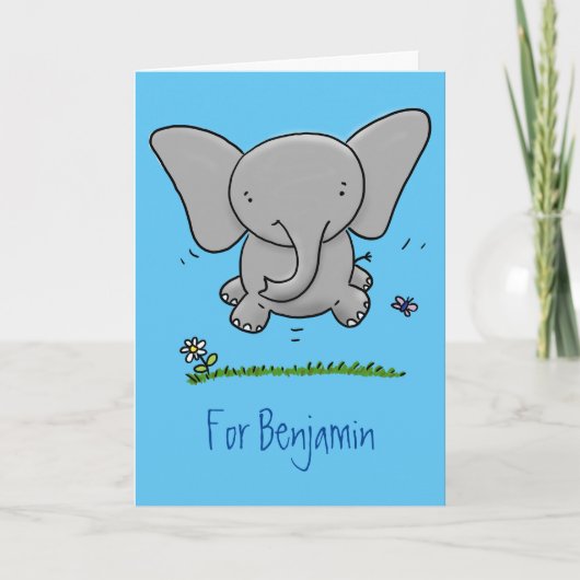 Carte Belle adorable dessin d'éléphant bébé (Devant)