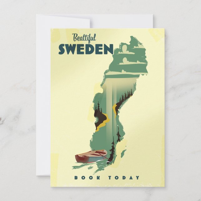 Carte Belle affiche de voyage suédoise (Devant)