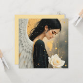 Carte Belle Ange Gothique et Rose Blanche Céleste (Devant/Arrière en situation)