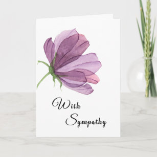 Carte Belle aquarelle couleur violet Fleur Sympathie