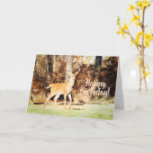 Carte Belle Aquarelle de cerf blanc Buck Anniversaire (Fleur jaune)