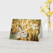 Carte Belle Aquarelle de cerf blanc Buck Anniversaire (Fleur jaune)