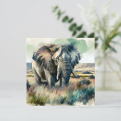 Carte Belle aquarelle éléphant (Debout devant)