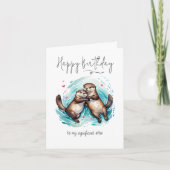 Carte Belle Aquarelle Importante Otter Punny Anniversair (Devant)