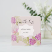 Carte Belle Aquarelle rose Fleurs peintes à la main (Debout devant)