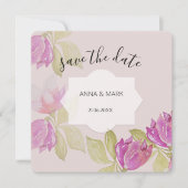 Carte Belle Aquarelle rose Fleurs peintes à la main (Devant)