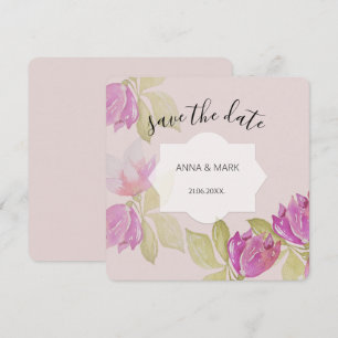 Carte Belle Aquarelle rose Fleurs peintes à la main
