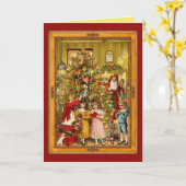 Carte Belle Arbre de Noël, Père Noël, Enfants Classique (Fleur jaune)