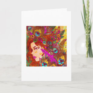 Carte Belle Art Abstrait   Femmes avec des Plumes
