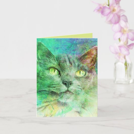 Carte Belle Art Chat - Blanc (Orchidée)