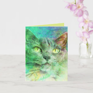 Carte Belle Art Chat - Blanc