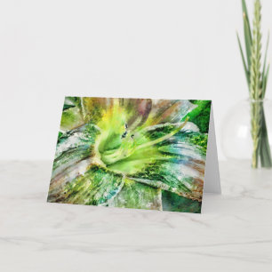 Carte Belle Artsy Lily Flower en Green Art Note Card